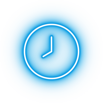 Neon blue clock icon